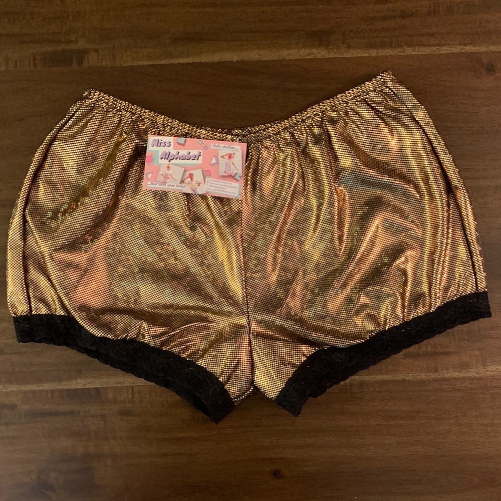 Gold Metallic Shorts with Black Trim